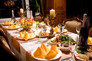 service with silverware and glass stemware for an event party