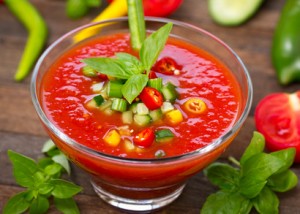 Fresh gazpacho on the table