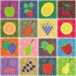 patchwork backgroud with fruits and berries