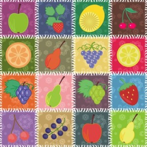 patchwork backgroud with fruits and berries