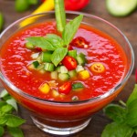 Fresh gazpacho on the table