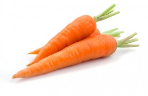 fresh carrots on white background